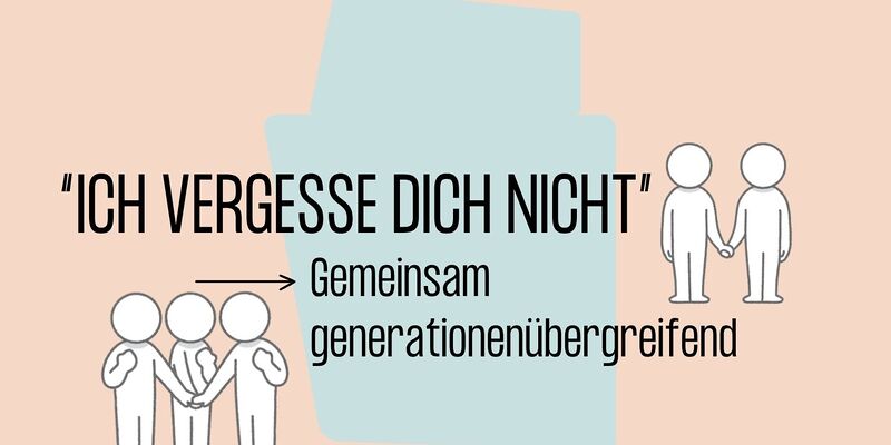 'Ich vergesse dich nicht' Figuren, die zusammenstehen, Hände halten
