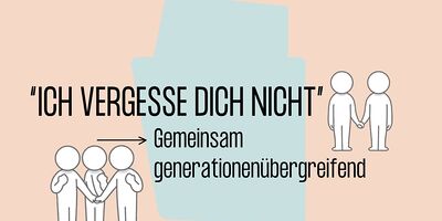 'Ich vergesse dich nicht' Figuren, die zusammenstehen, Hände halten