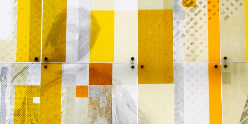 buntes Glasfenster der Hauskapelle im Bischofshof Eisenstadt, Kontur des hl. Josef